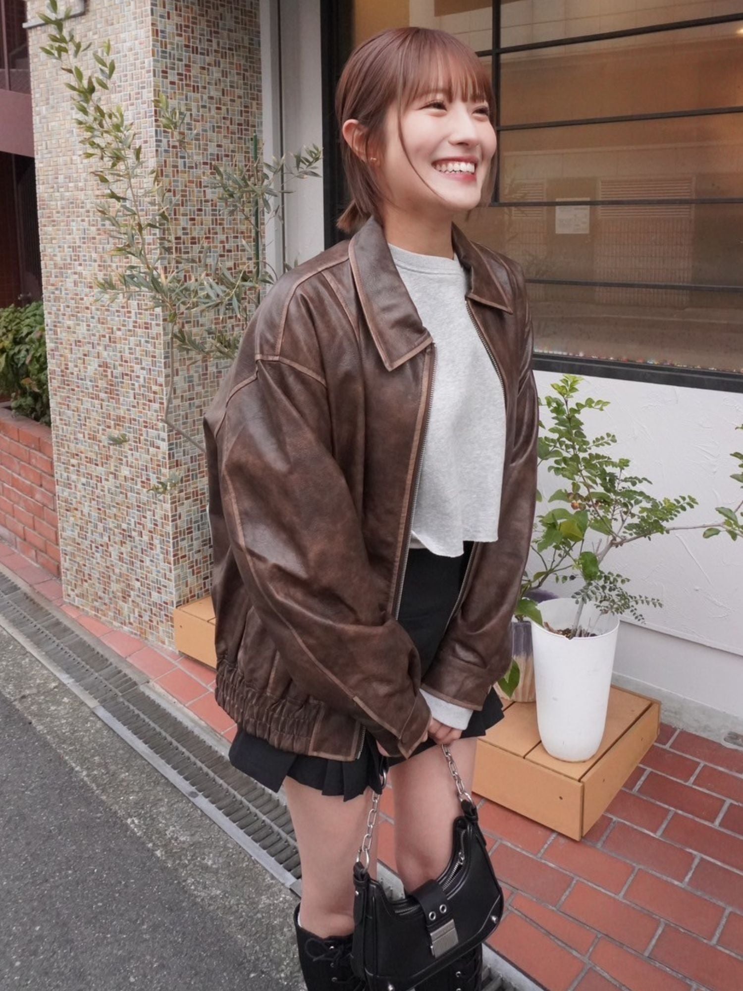 フェイクレザーブルゾン