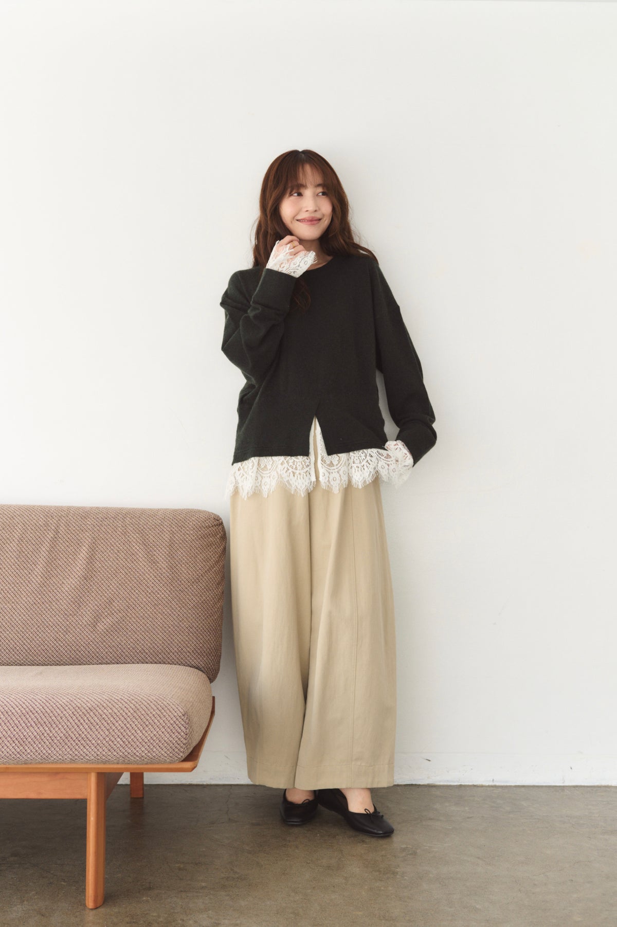 レースドッキングニット