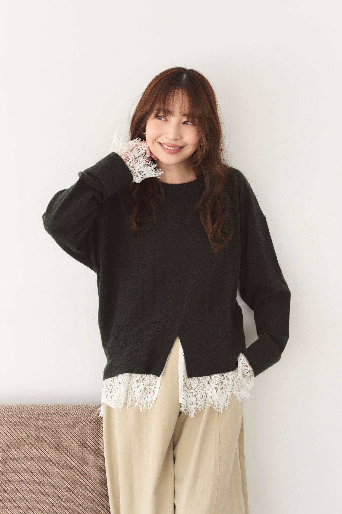 レースドッキングニット