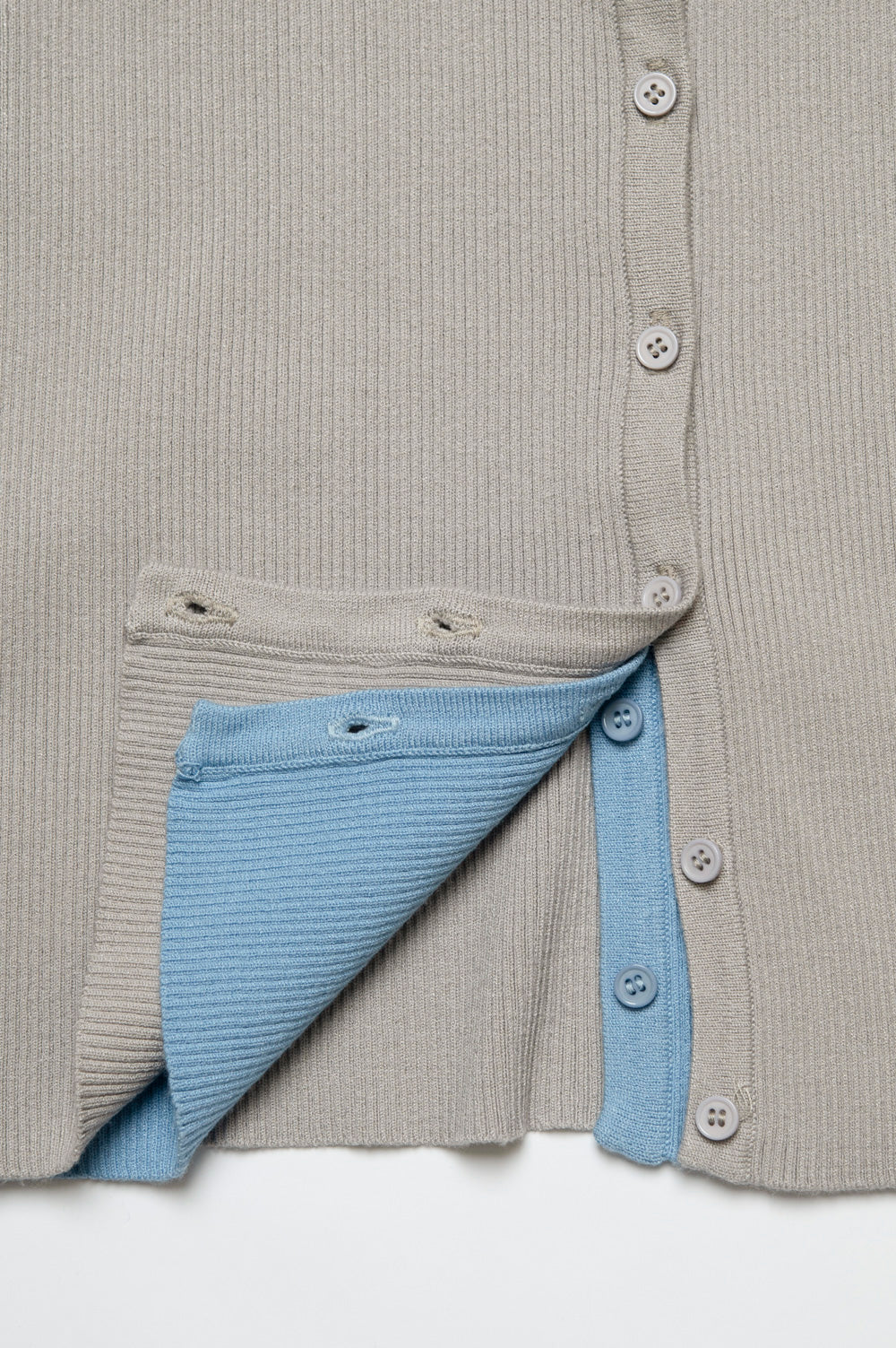 バイカラーリブニットトップス