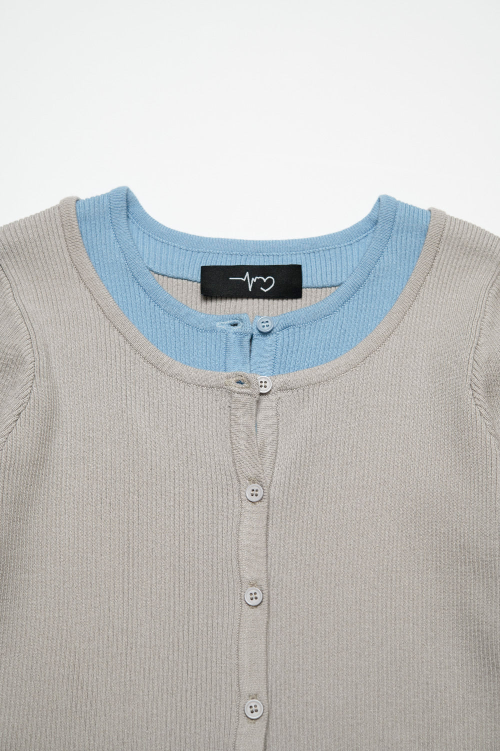 バイカラーリブニットトップス