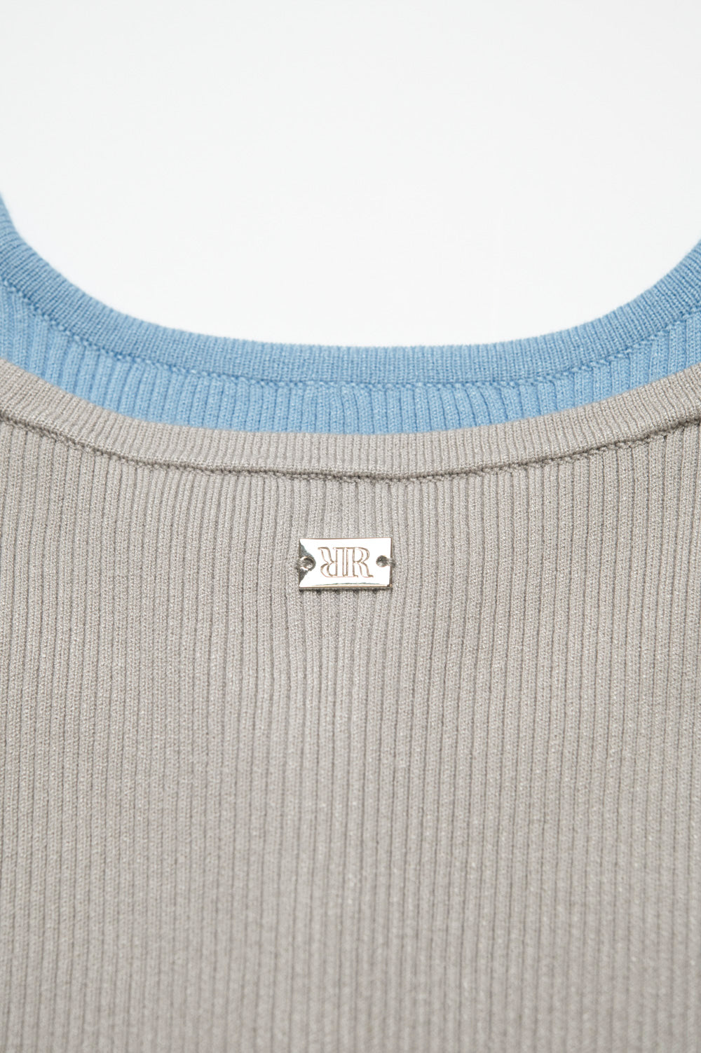 バイカラーリブニットトップス