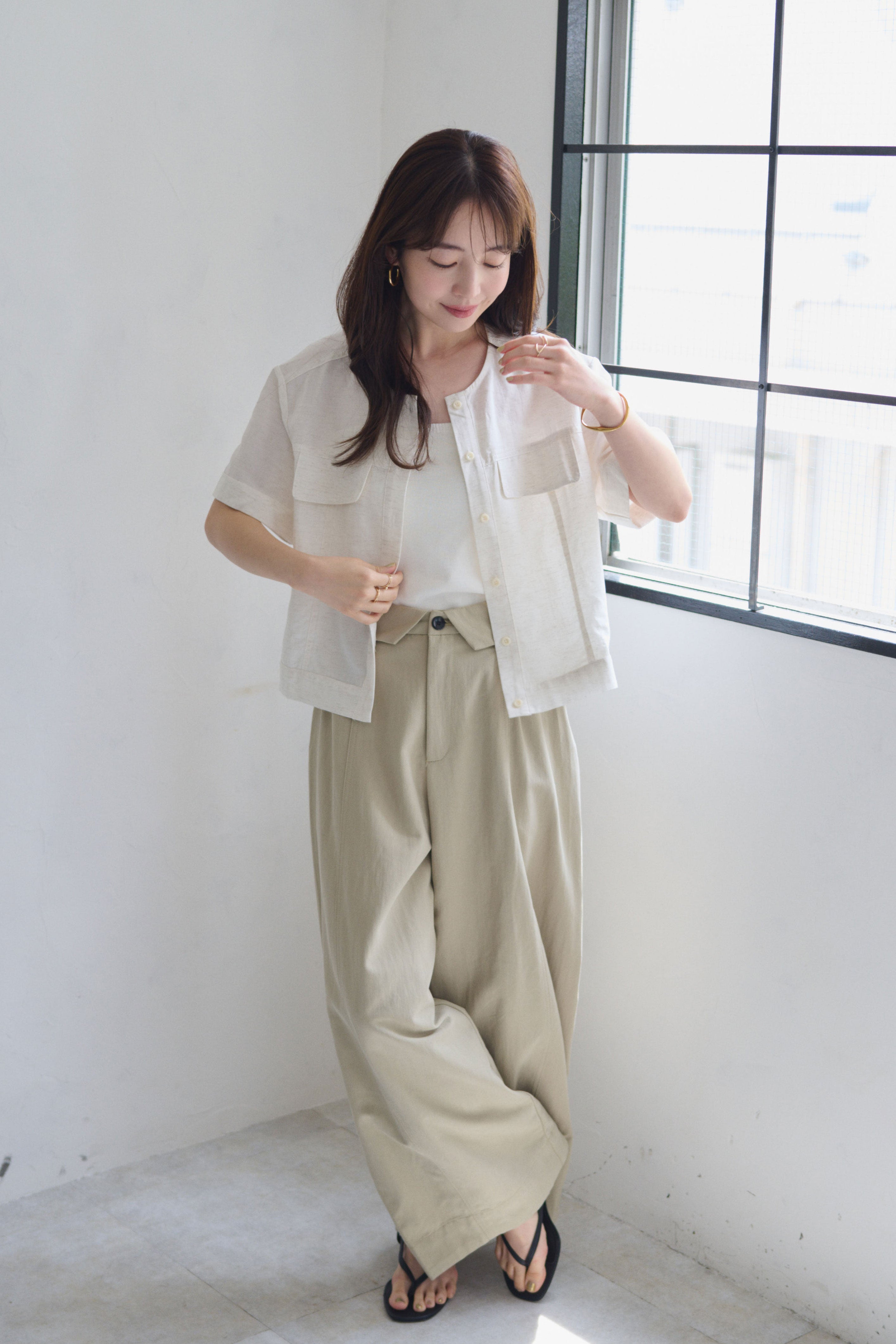 ターンバックウエストワイドパンツ