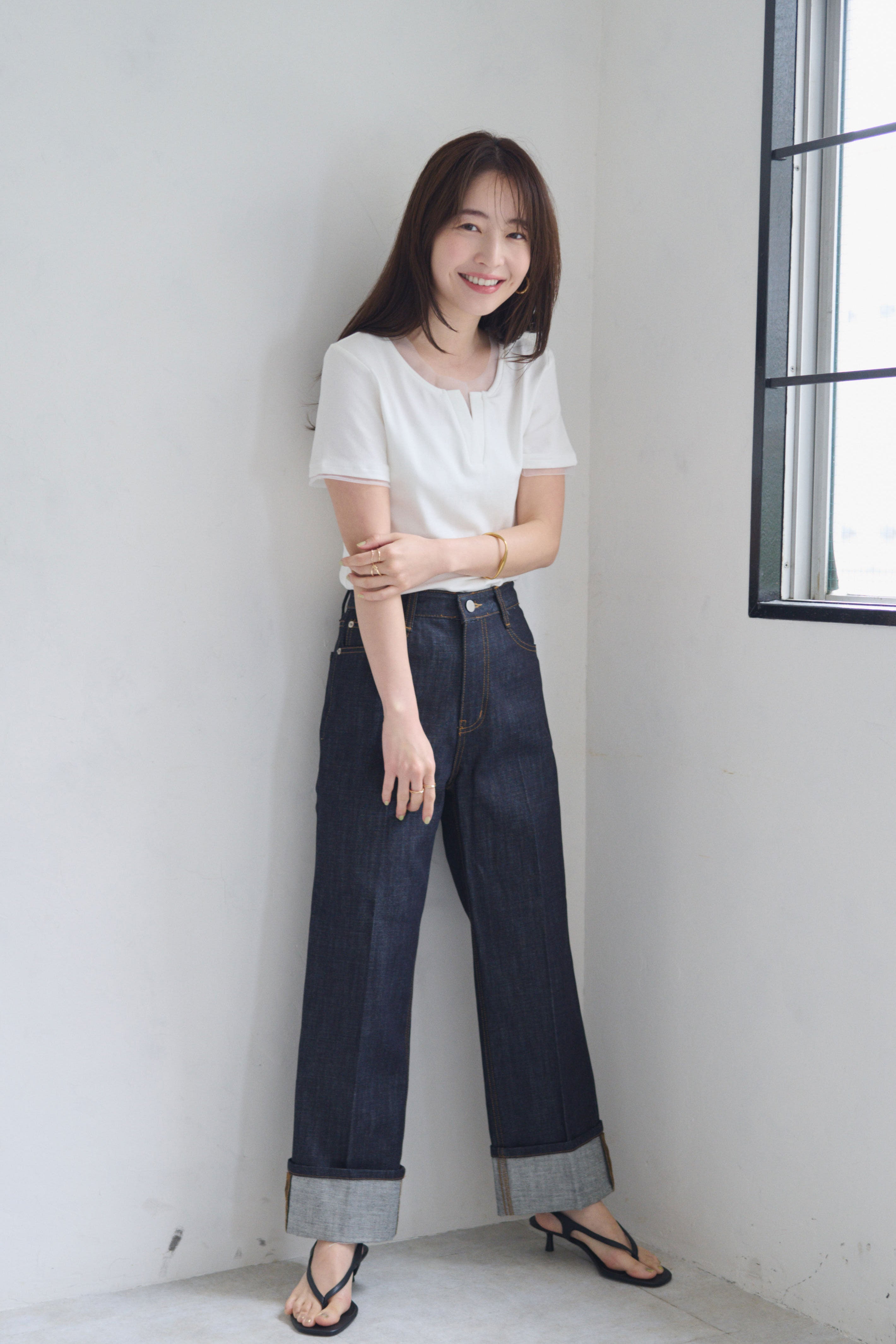 ロールアップストレートデニム