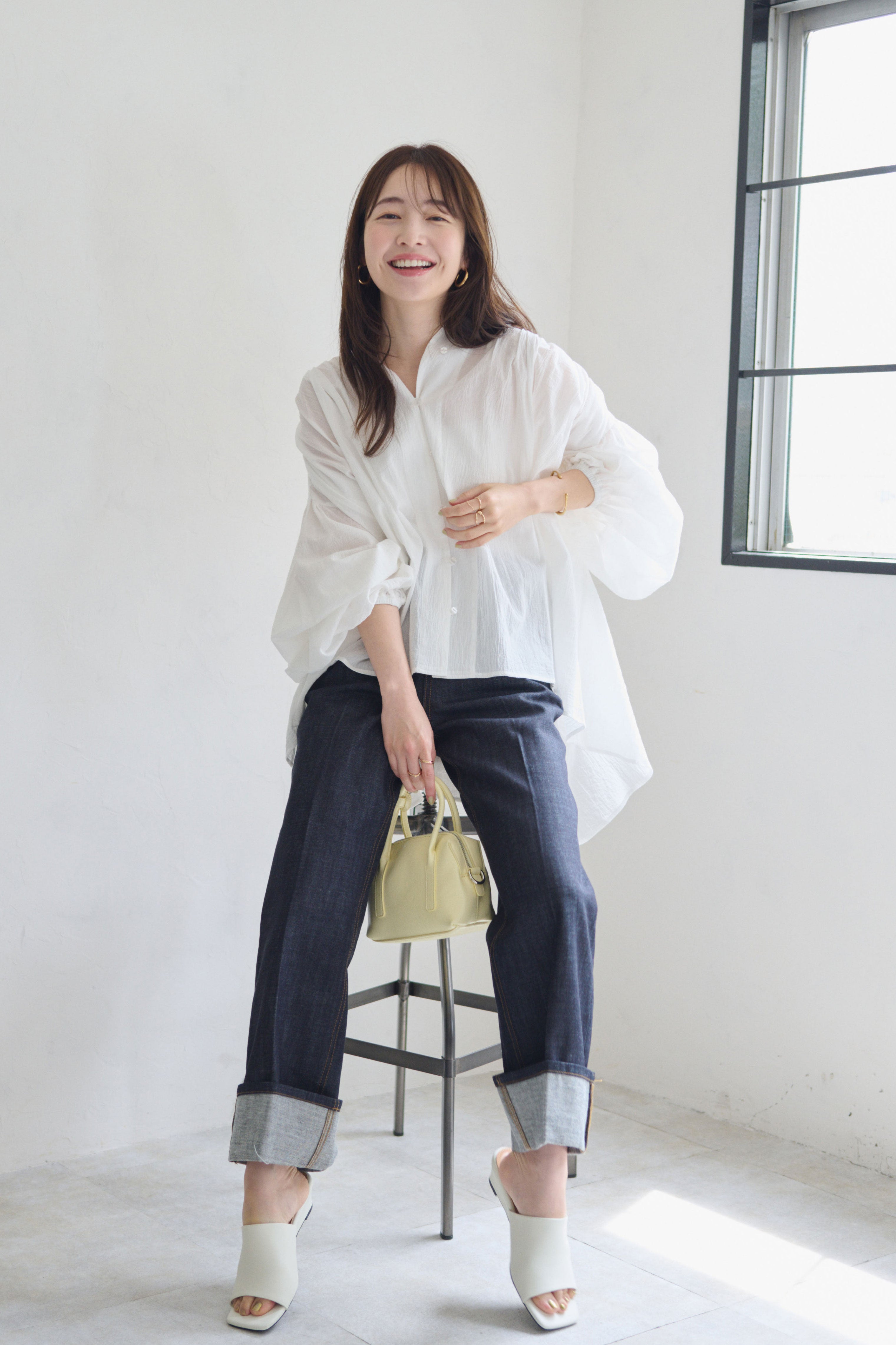 ロールアップストレートデニム
