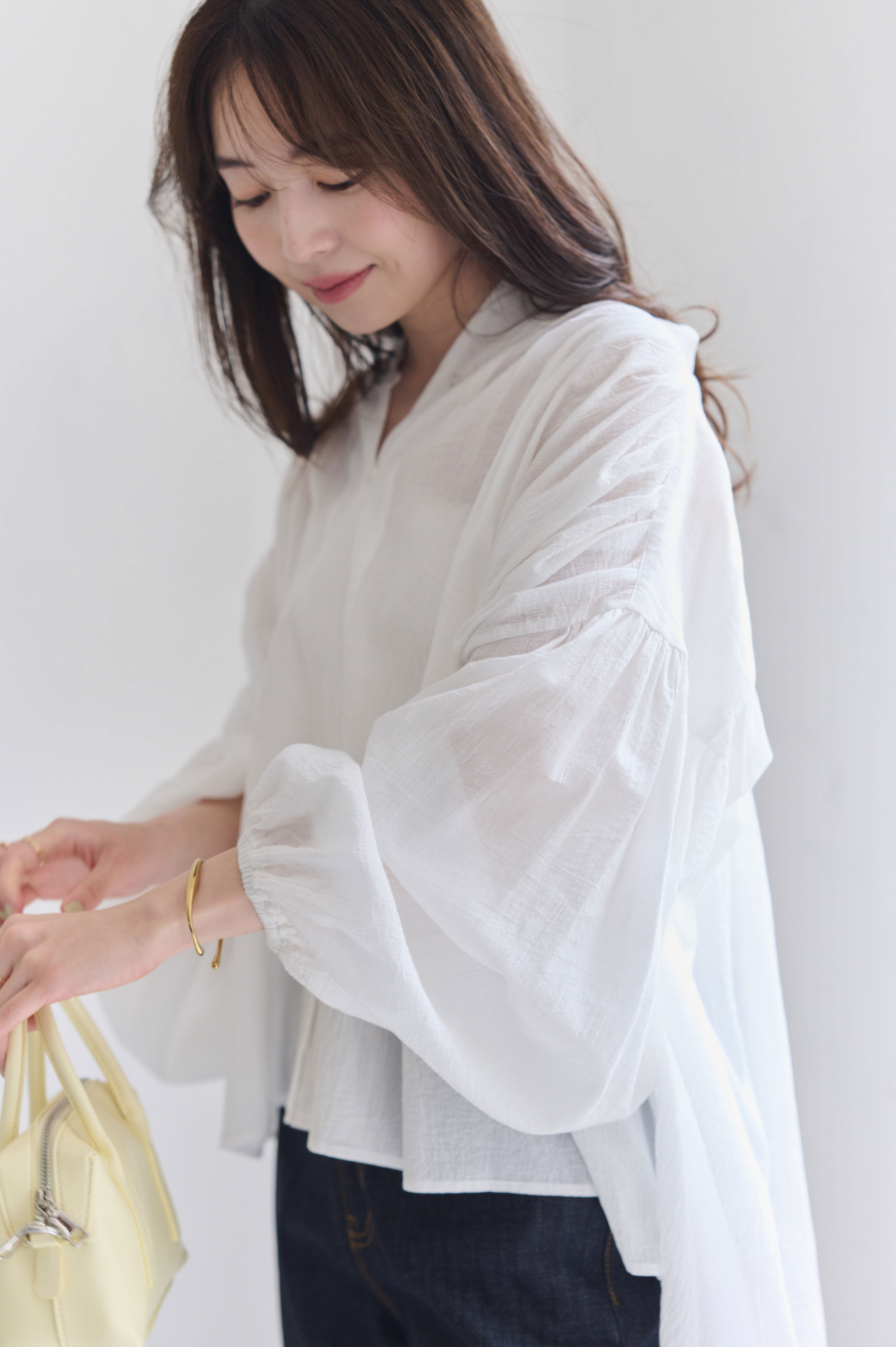 <予約/CP対象商品>ボリュームスリーブコットンブラウス
