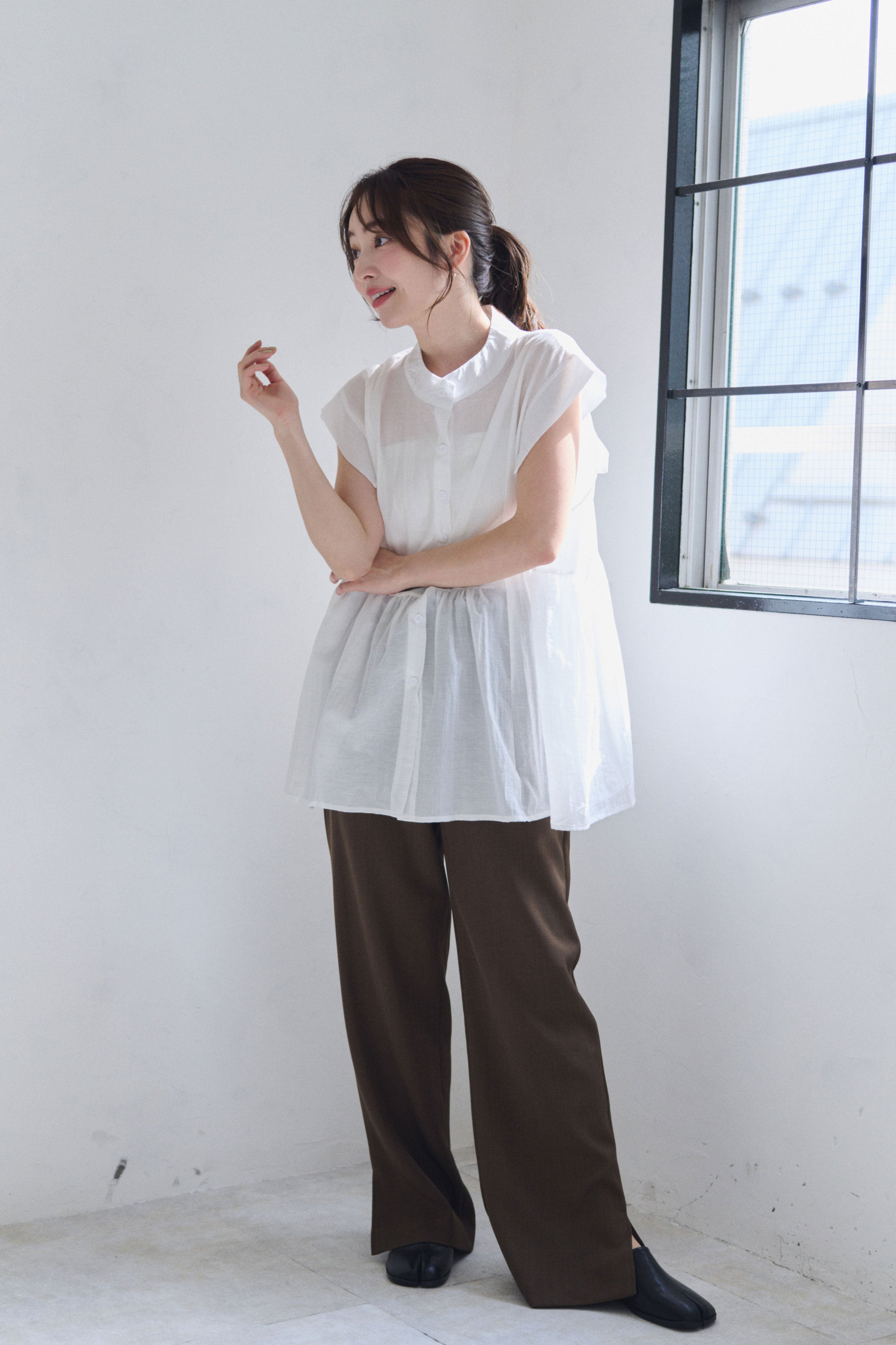 <予約/CP対象商品>フレンチスリーブシャツ