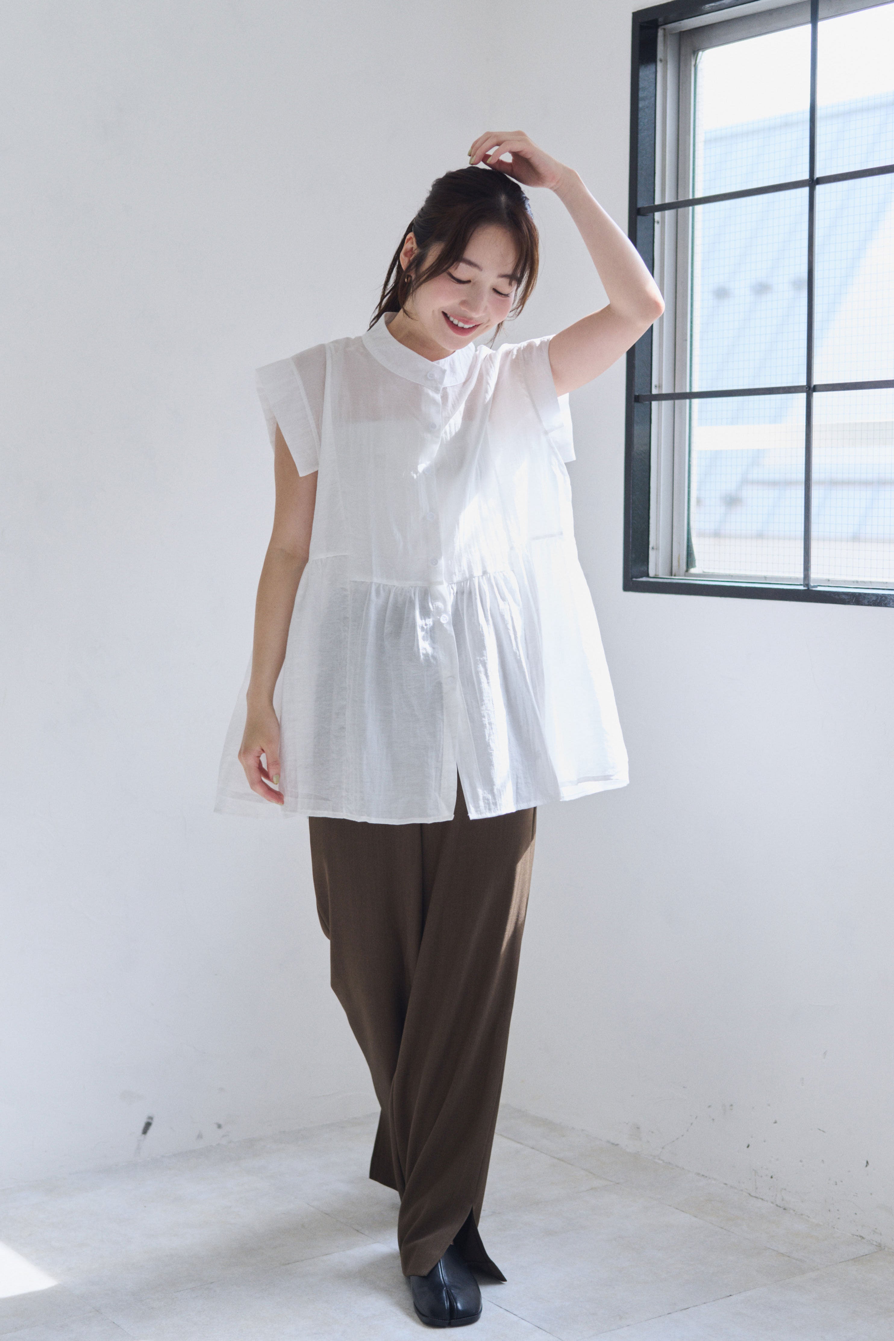 <予約/CP対象商品>フレンチスリーブシャツ