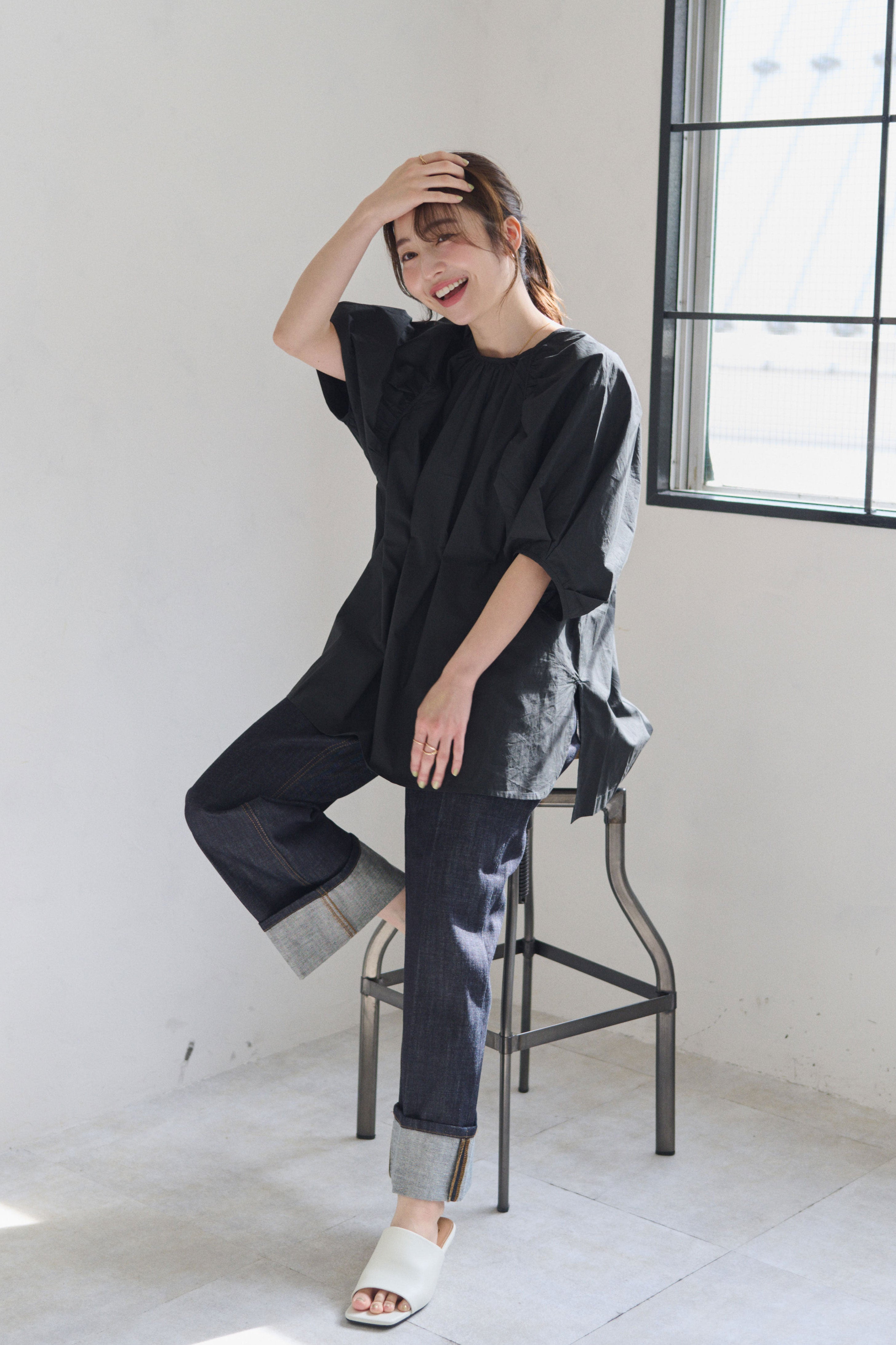 ロールアップストレートデニム