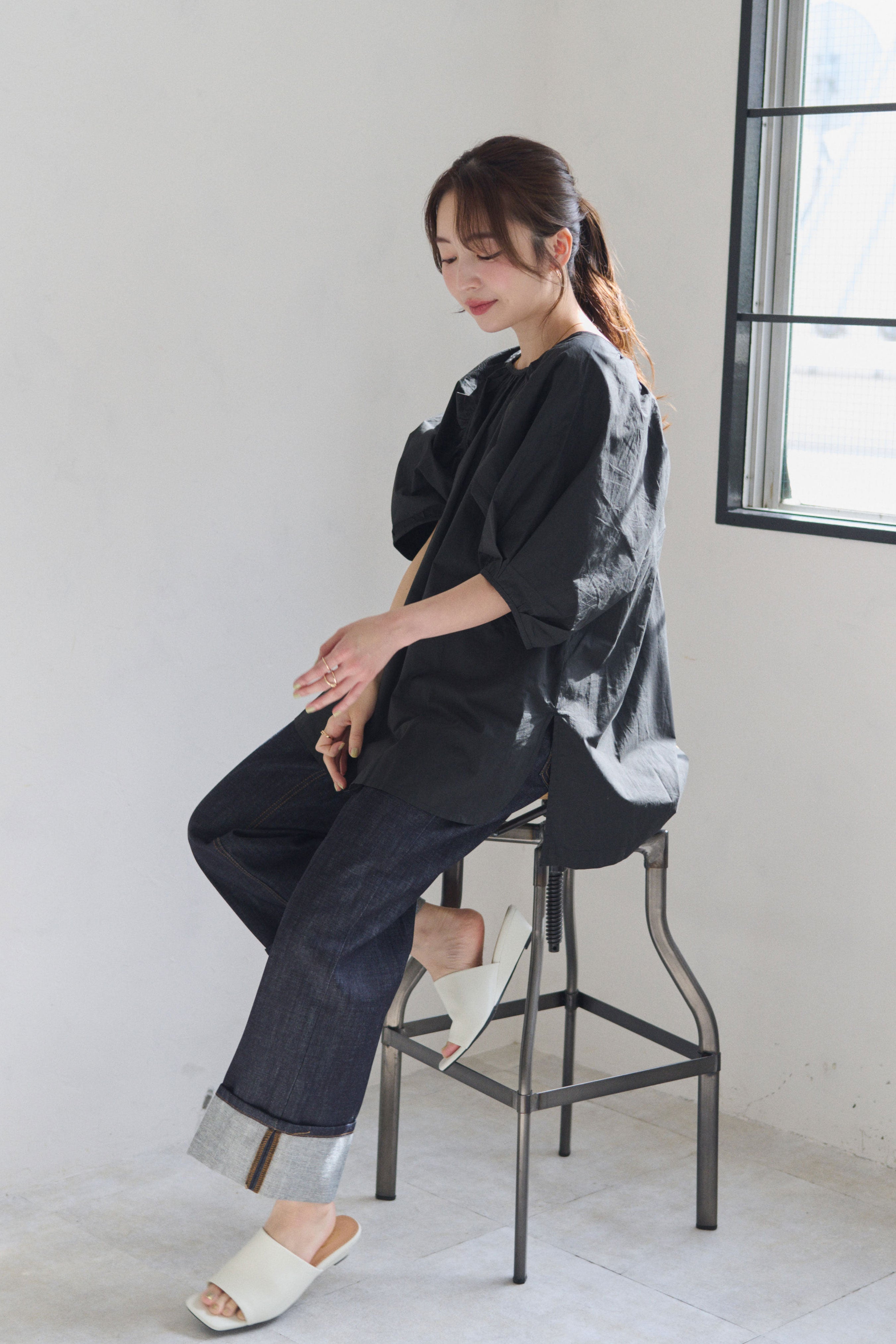 ロールアップストレートデニム