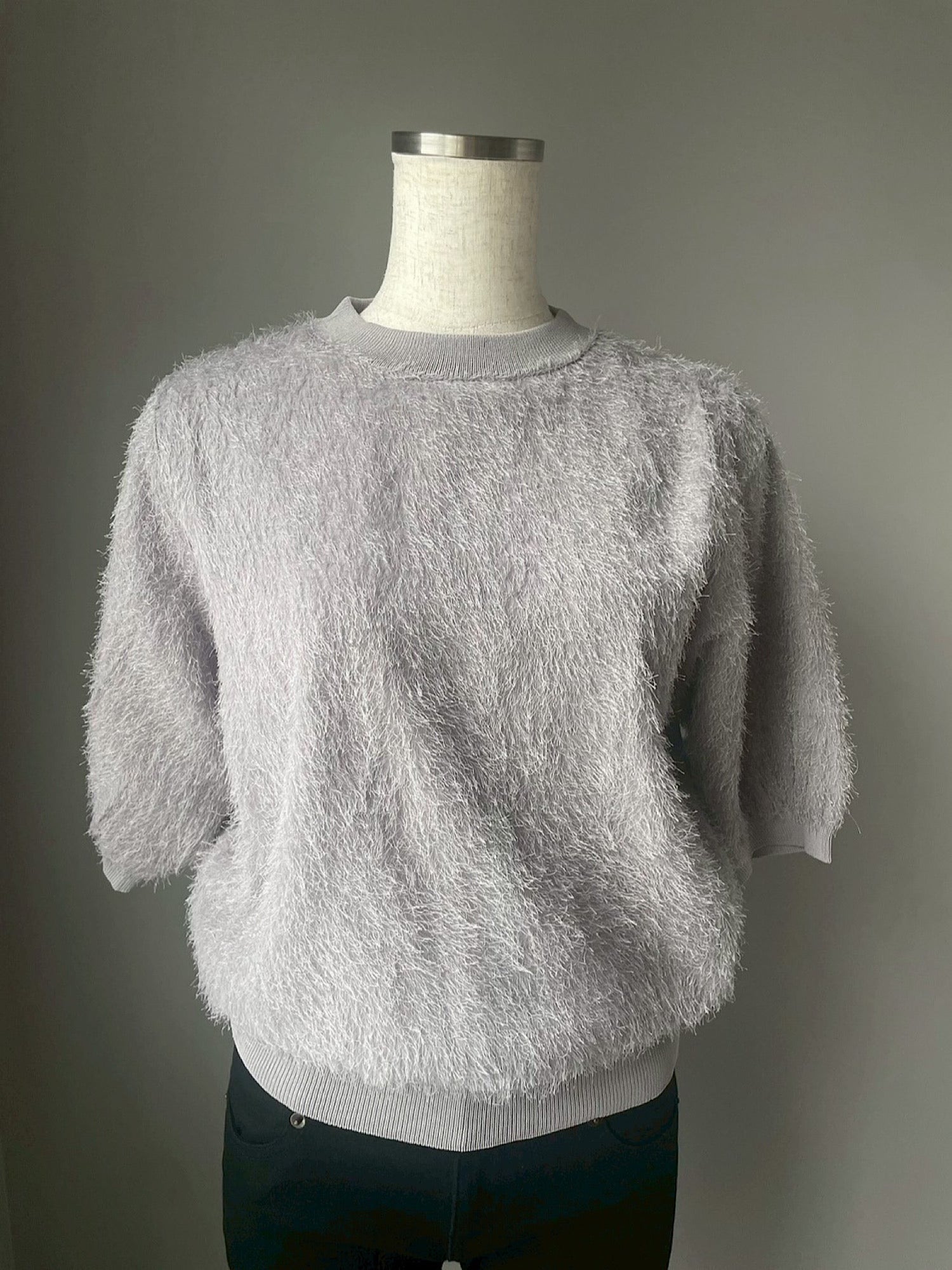 Sheer jacquard half sleeve knit