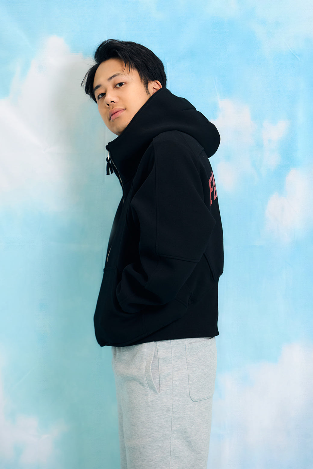 HALF ZIP LOGO HOODIE