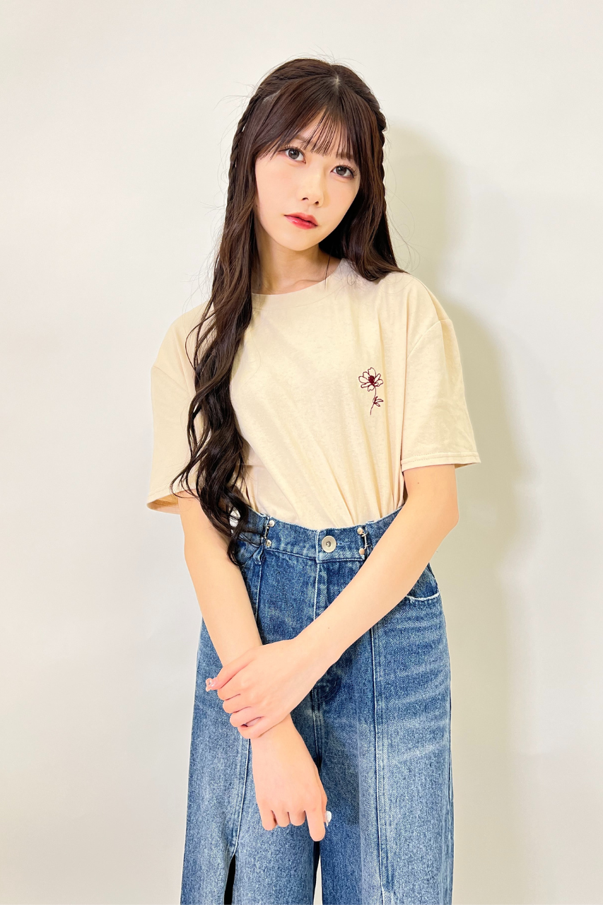 【半袖】チョコレートコスモス刺繍Tシャツ