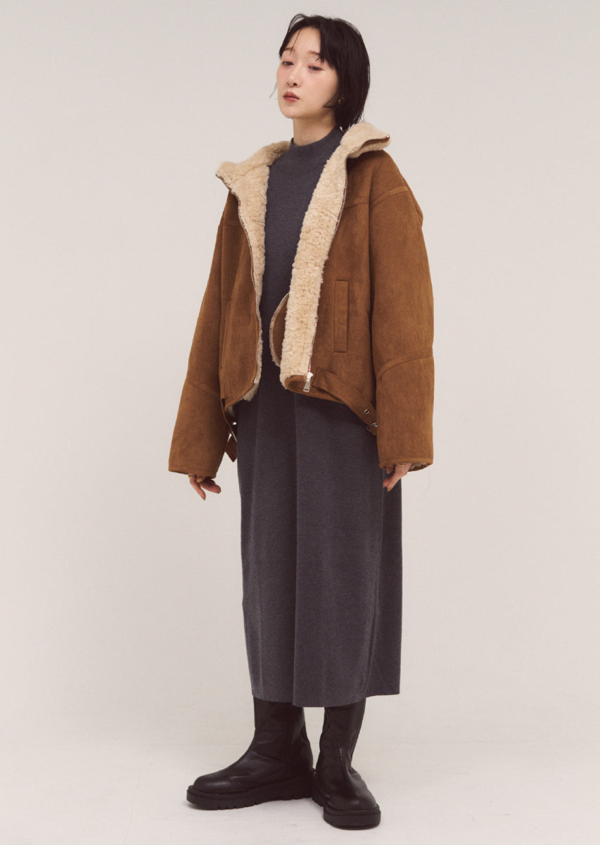 スタンドネックロングワンピース