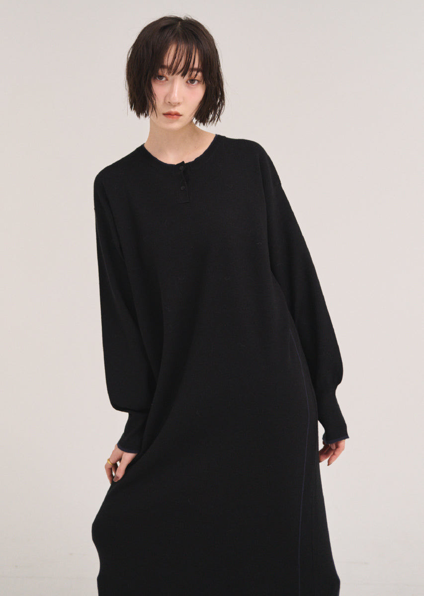 ラインヘンリーネックワンピース