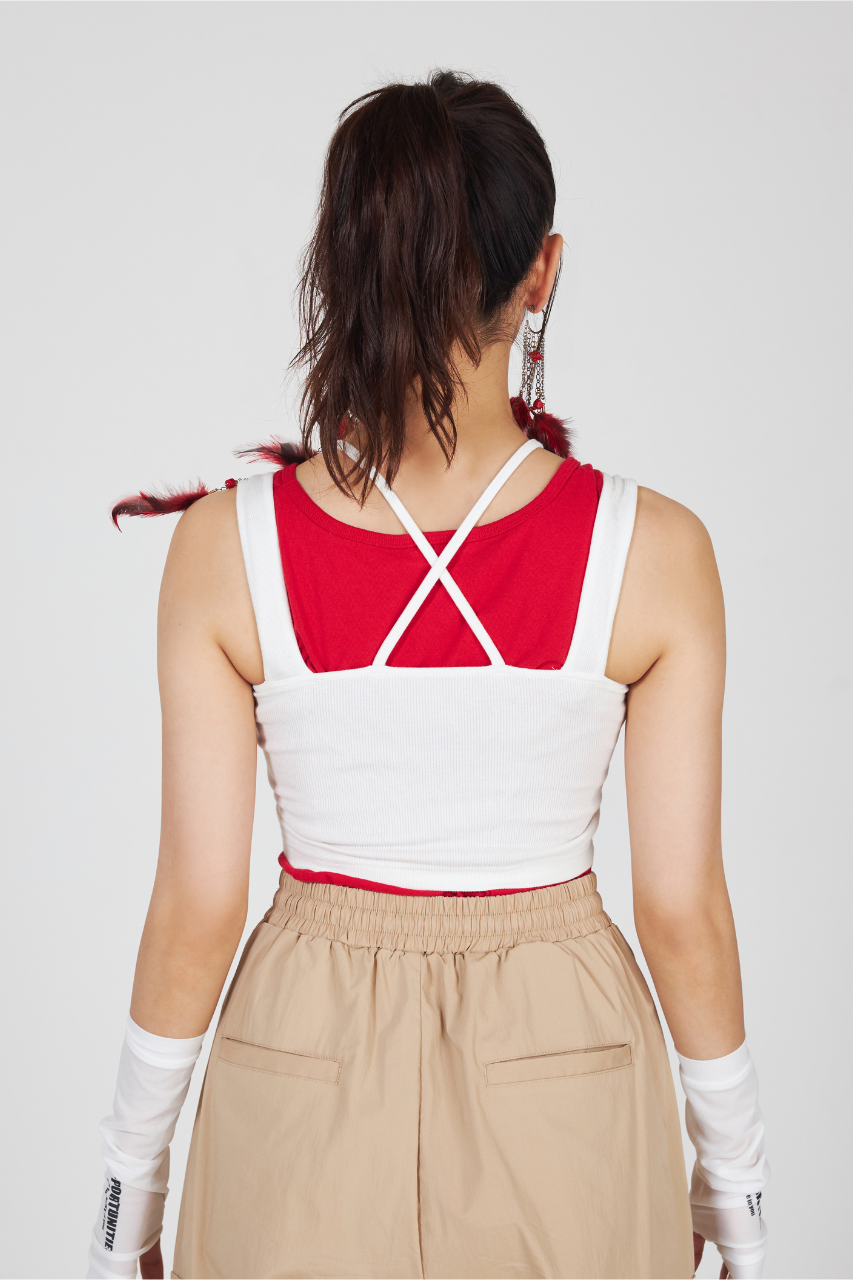 バッククロスリブデザイントップス