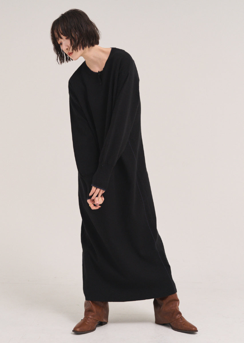 ラインヘンリーネックワンピース