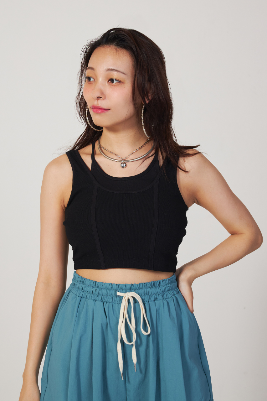 バッククロスリブデザイントップス