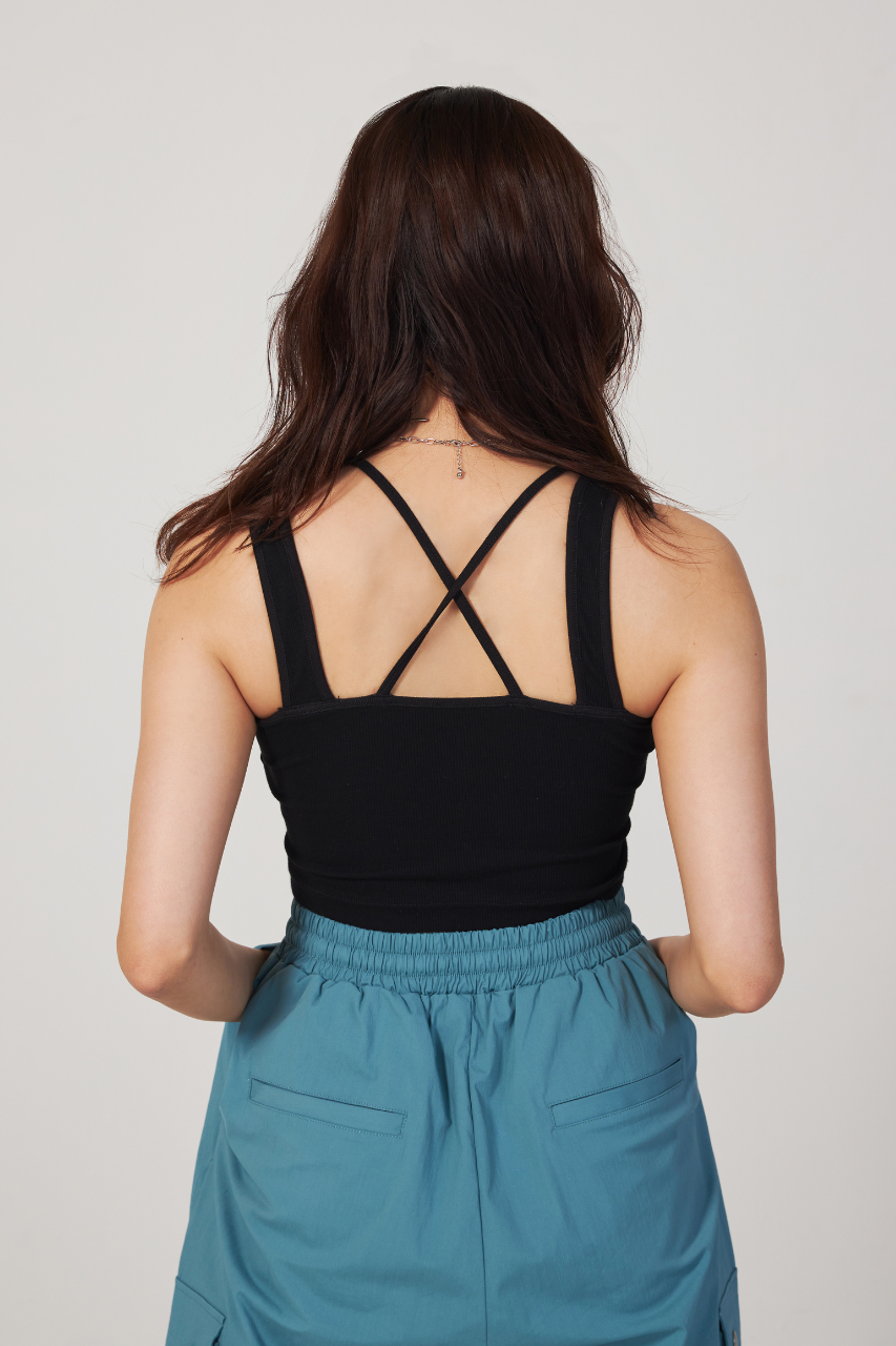 バッククロスリブデザイントップス