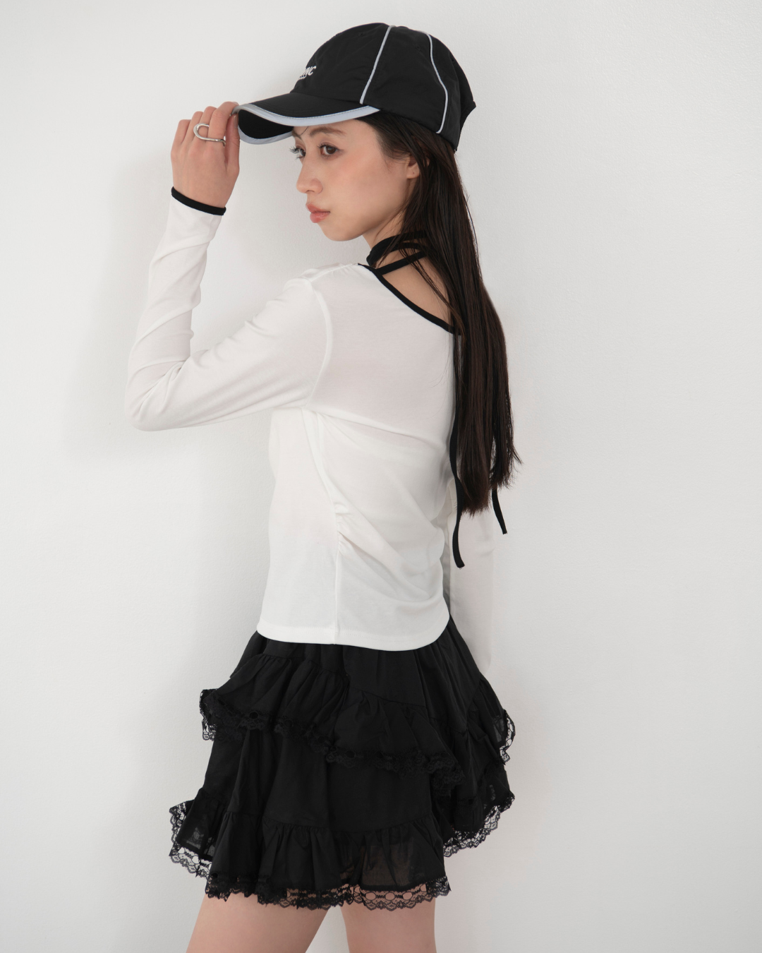 レース付フリルミニスカート