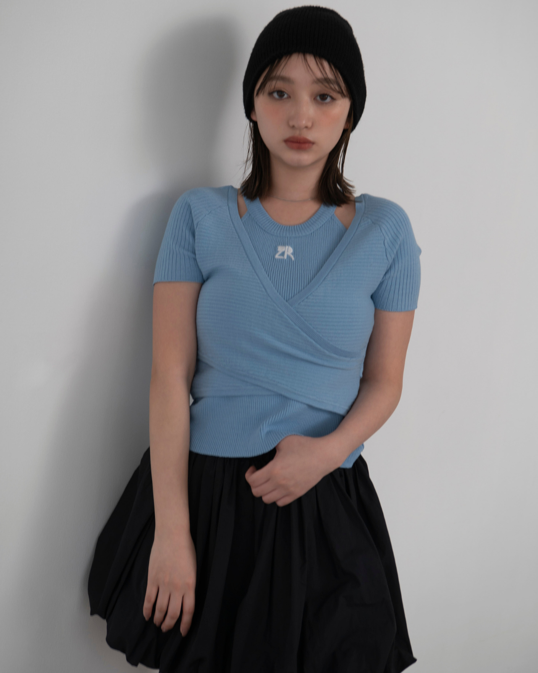 カシュクールレイヤードニット