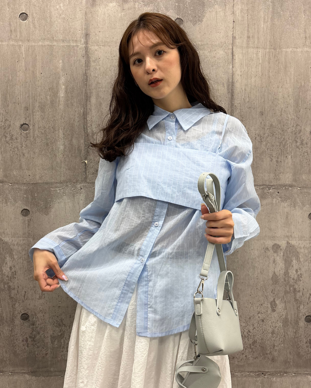 ビスチェレイヤードストライプシャツ