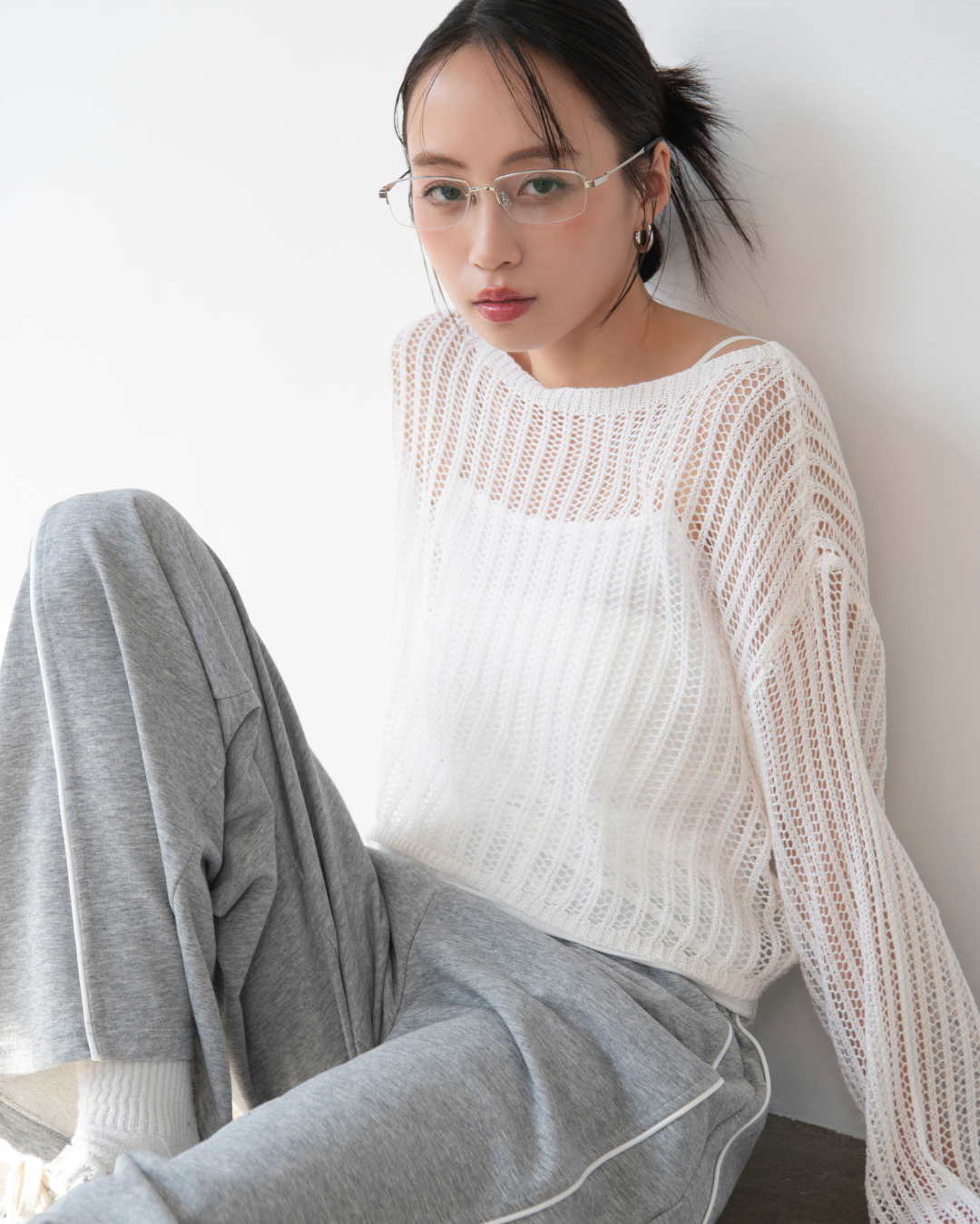 メッシュレイヤードトップス
