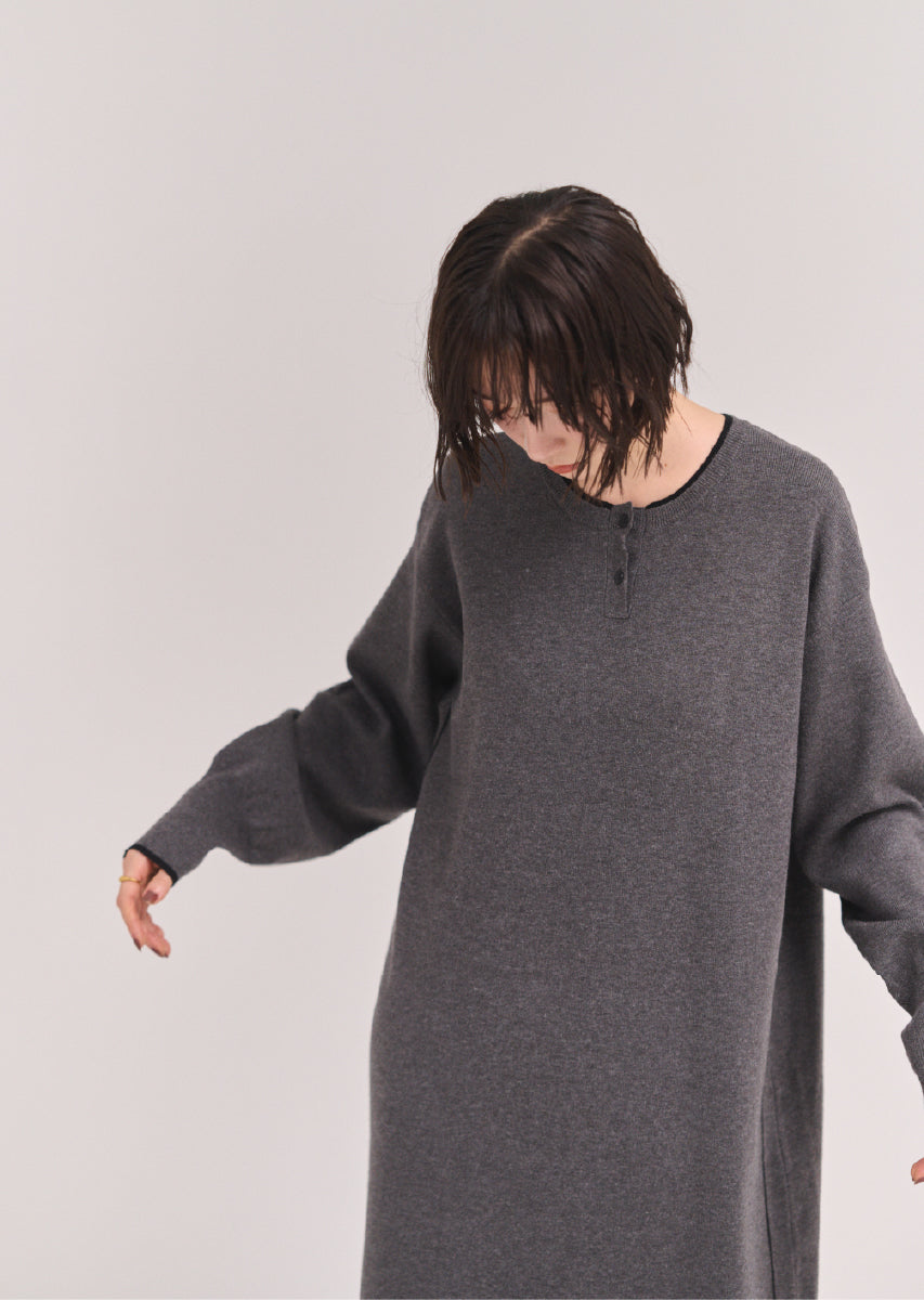 ラインヘンリーネックワンピース