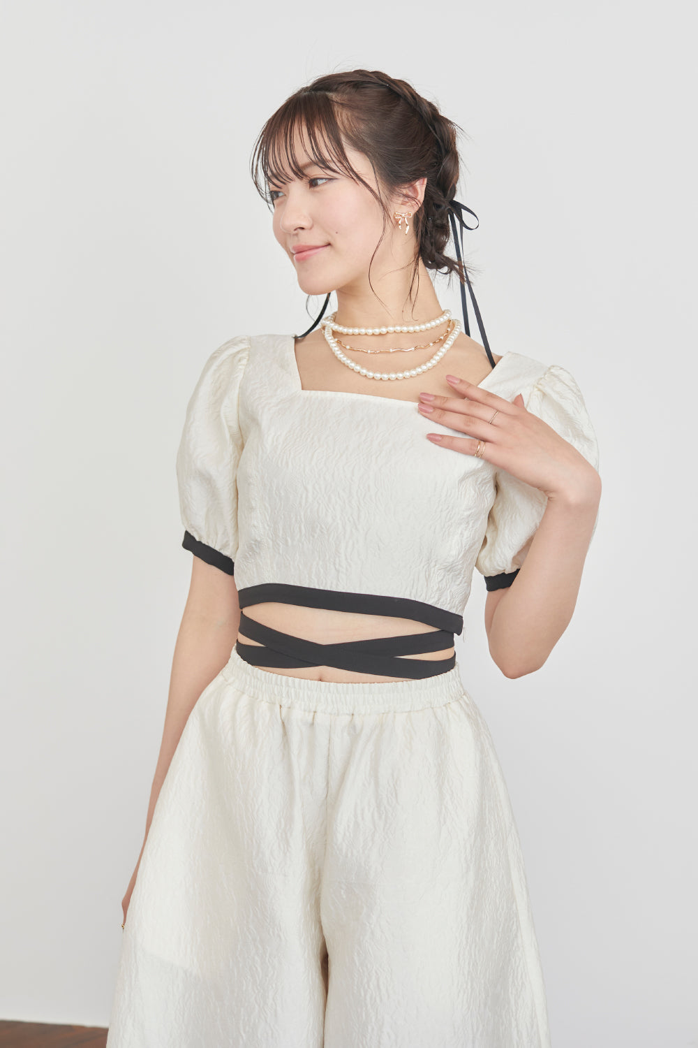 ふくれジャガードトップス