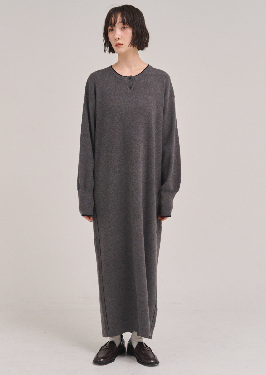 ラインヘンリーネックワンピース