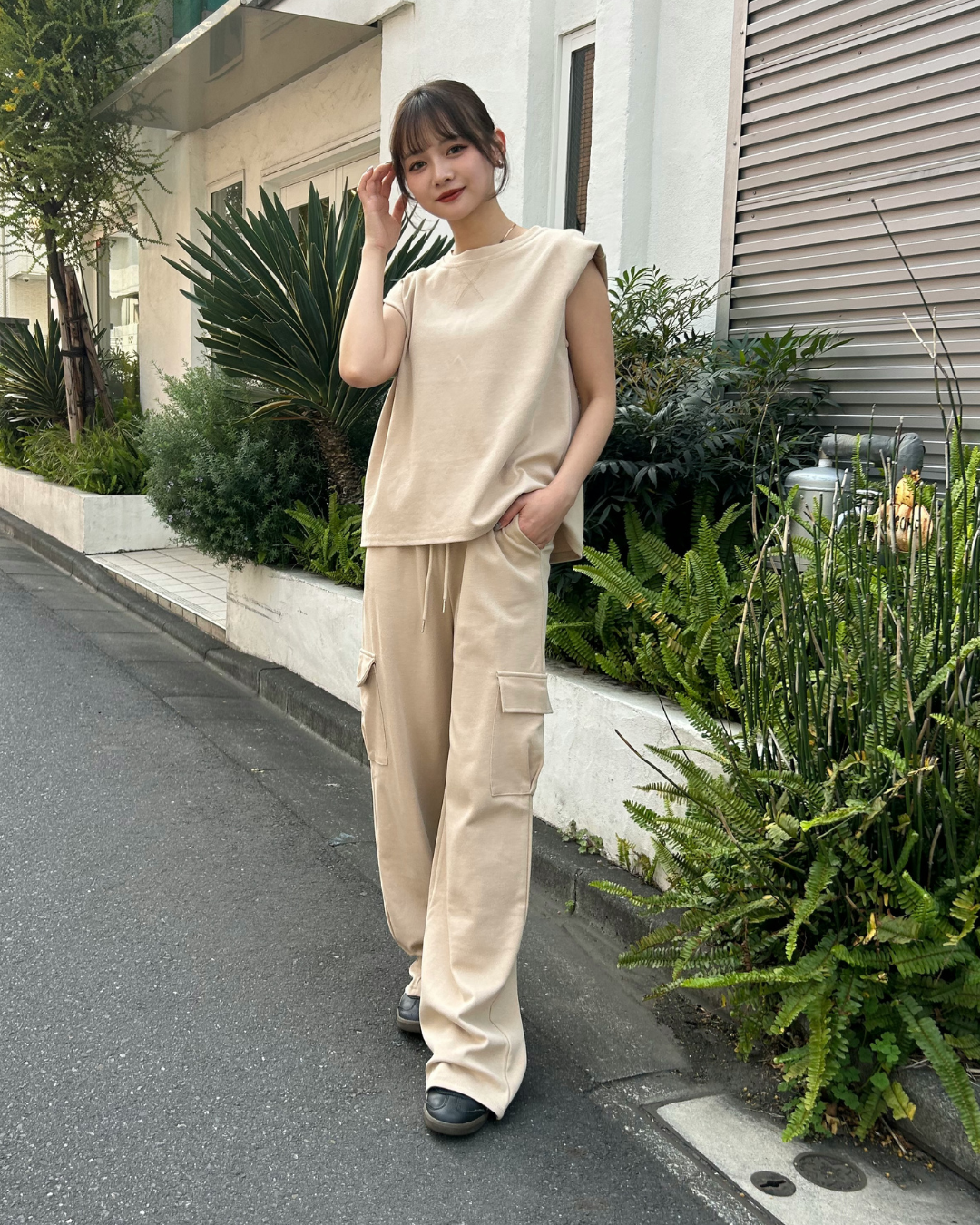 ノースリーブスウェットセットアップ