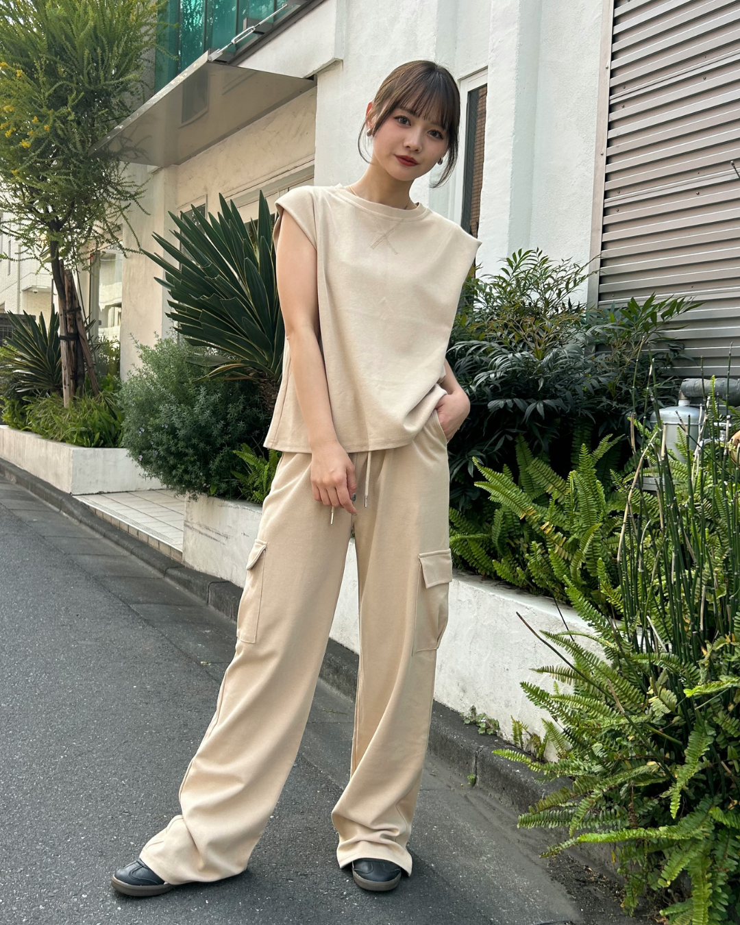 ノースリーブスウェットセットアップ