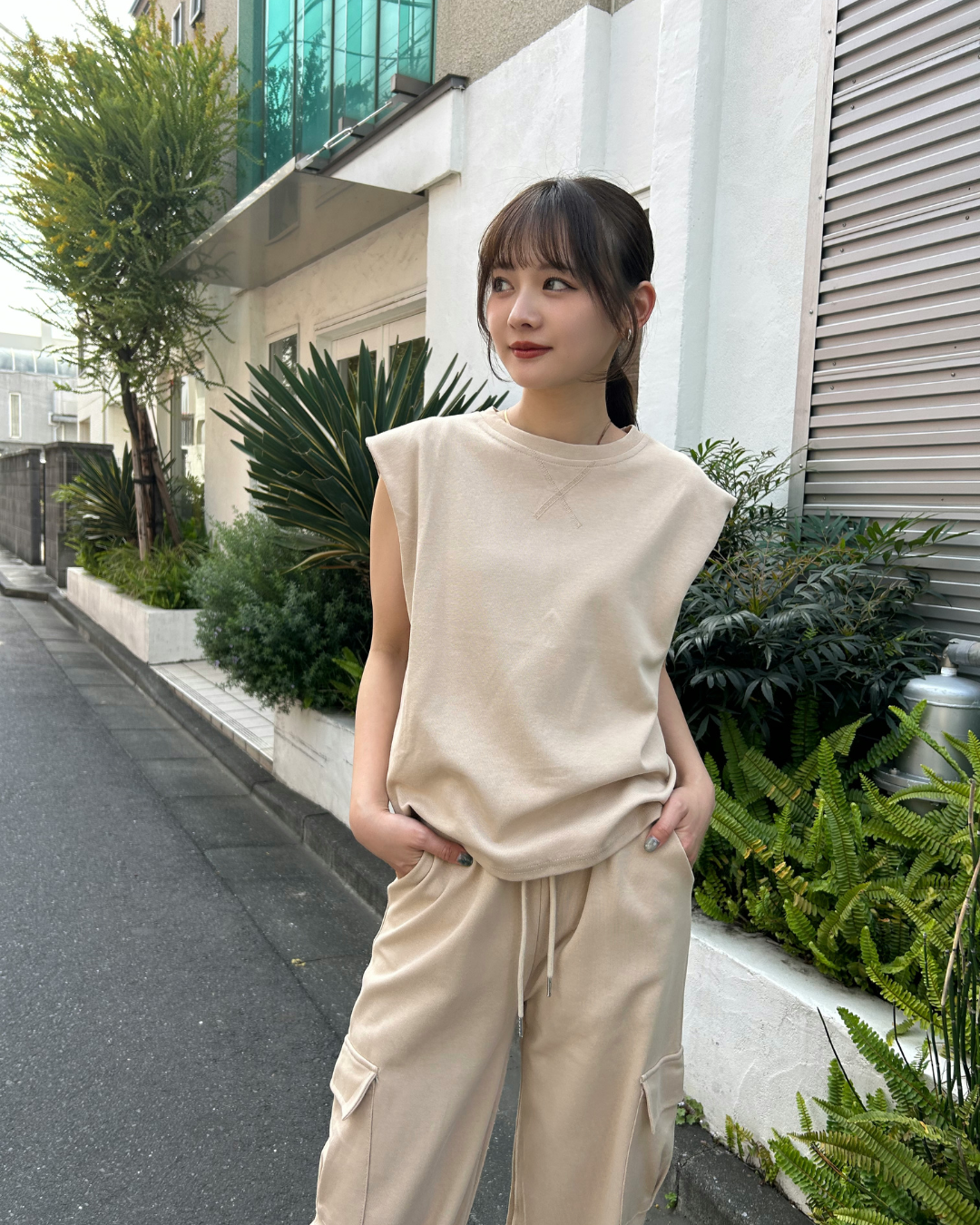 ノースリーブスウェットセットアップ