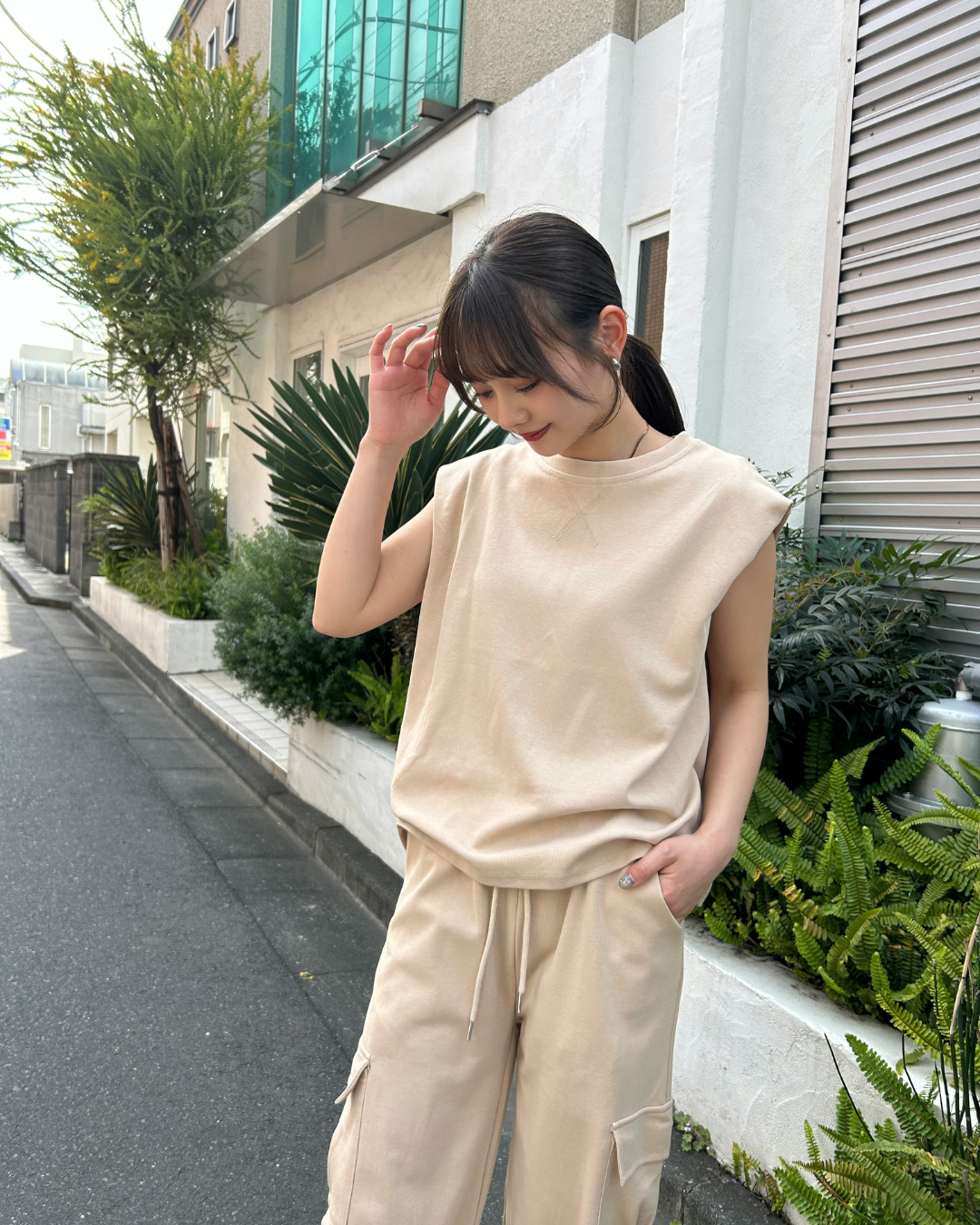 ノースリーブスウェットセットアップ