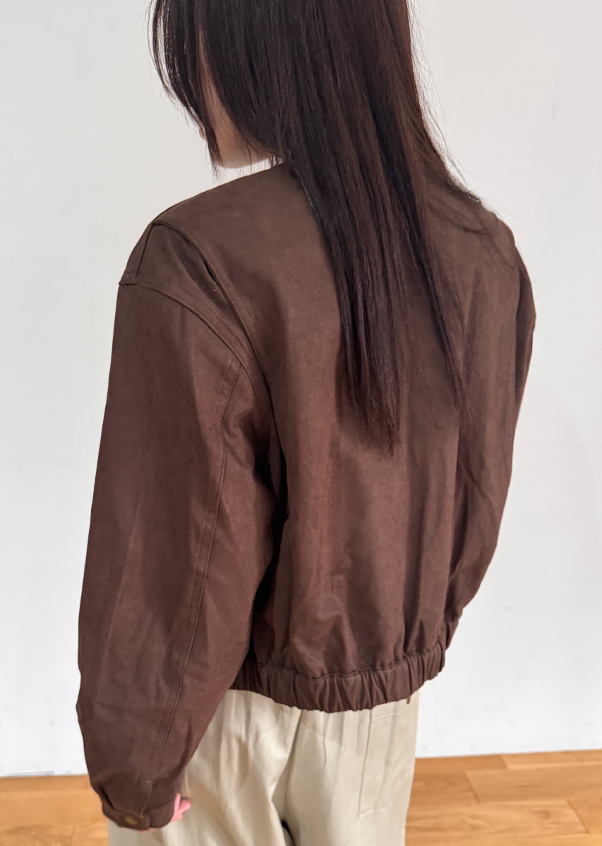 フェイクスウェードノーカラージャケット