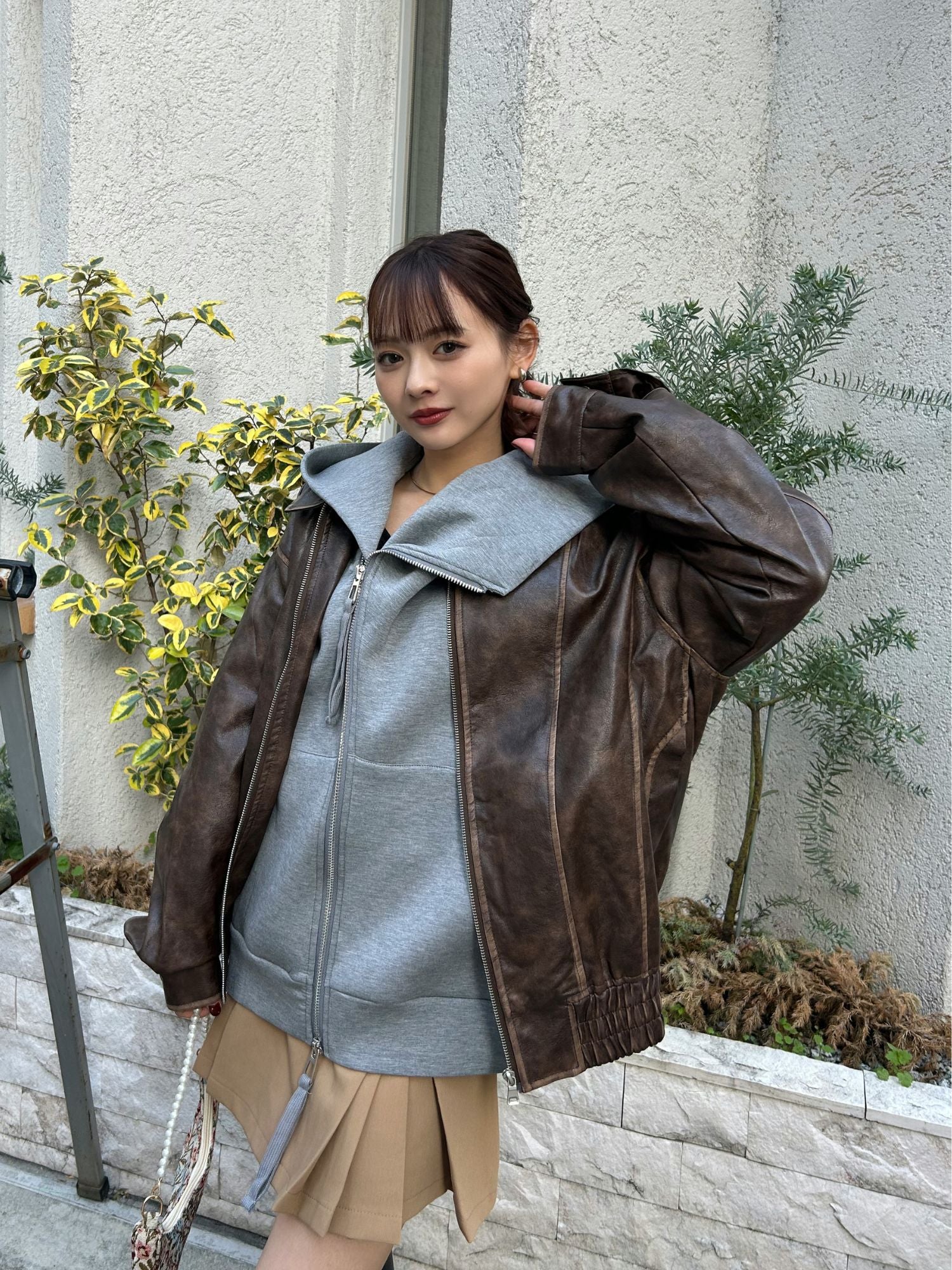 フェイクレザーブルゾン