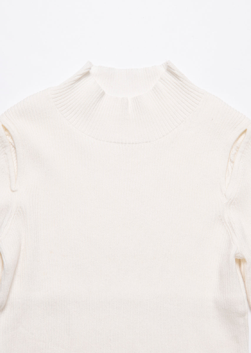 カットアウトリブニットトップス