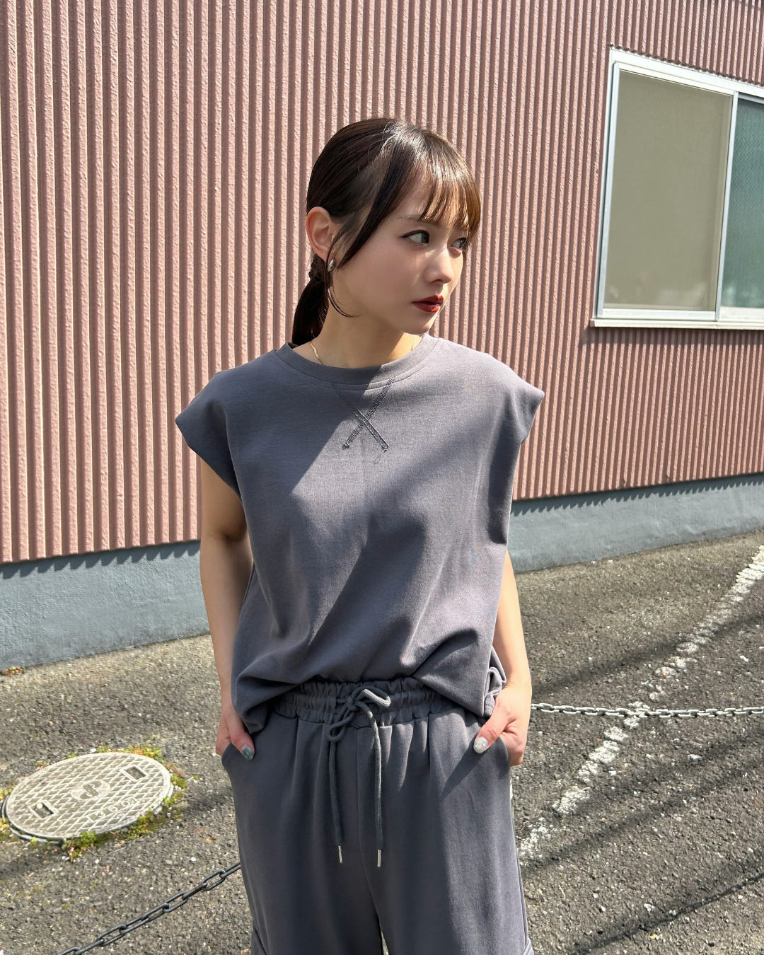 ノースリーブスウェットセットアップ