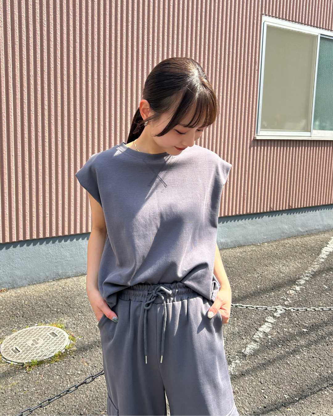 ノースリーブスウェットセットアップ