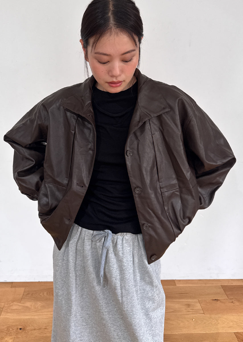 フェイクレザーオーバーブルゾン