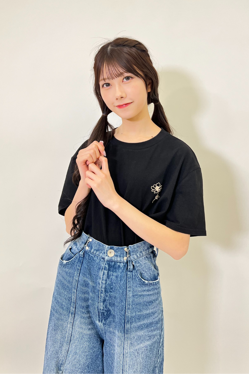 【半袖】チョコレートコスモス刺繍Tシャツ