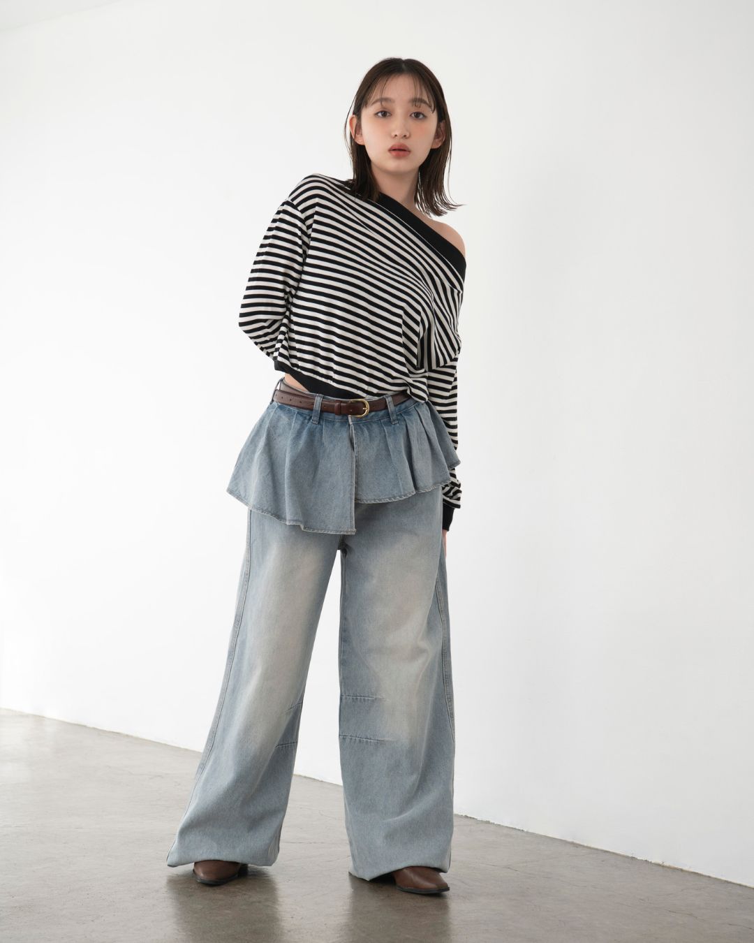 レイヤードデザインデニムパンツ