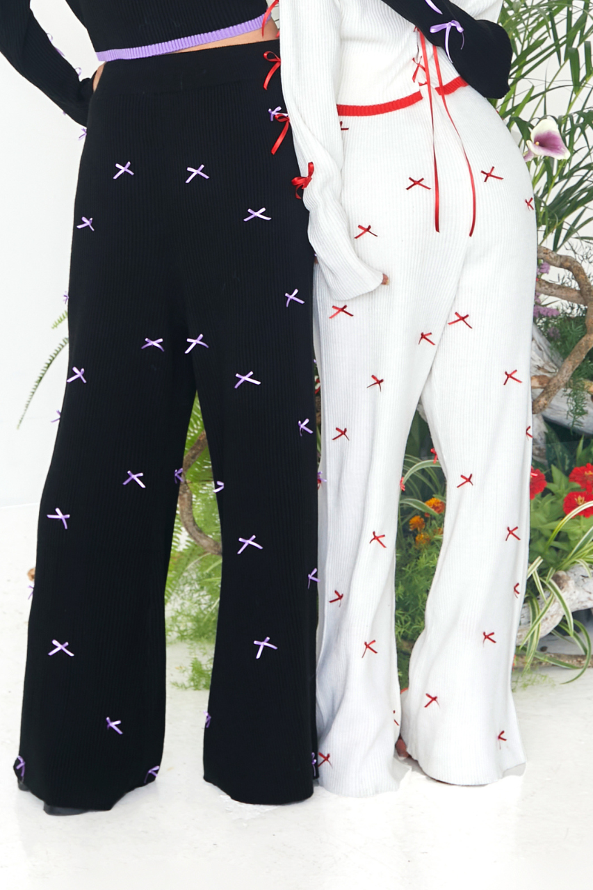 RIBBON RIB FLARE PANTS
