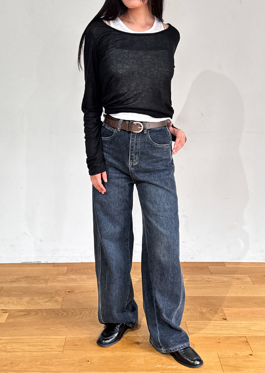 ロングスリーブレイヤードシアートップス