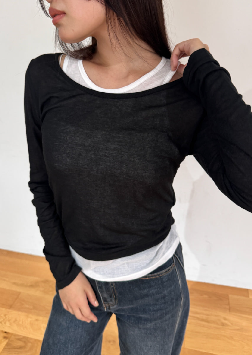 ロングスリーブレイヤードシアートップス