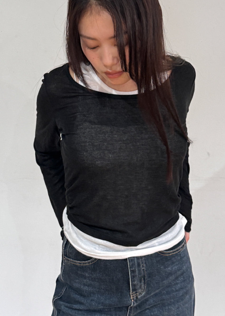 ロングスリーブレイヤードシアートップス