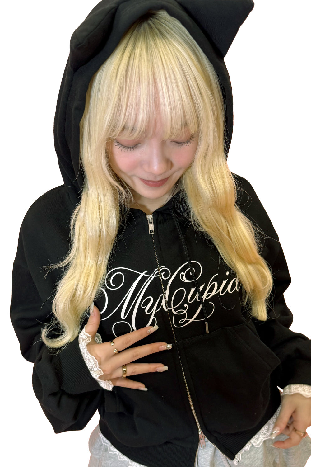 CAT EARS ZIP HOODIE