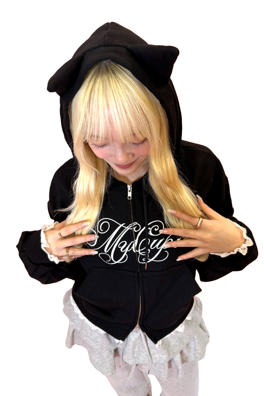 CAT EARS ZIP HOODIE