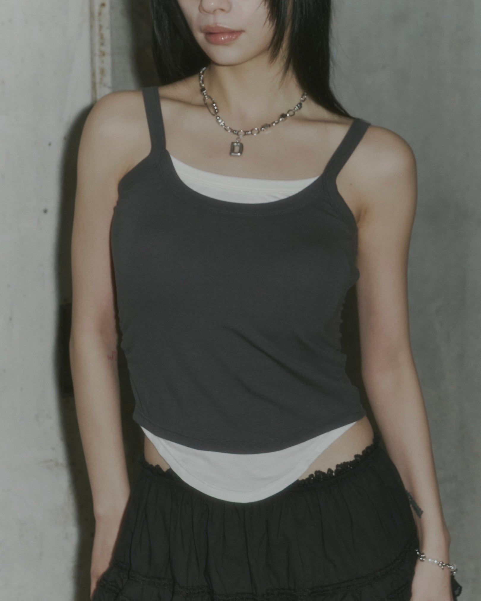 カップ付きバイカラーレイヤードキャミソール