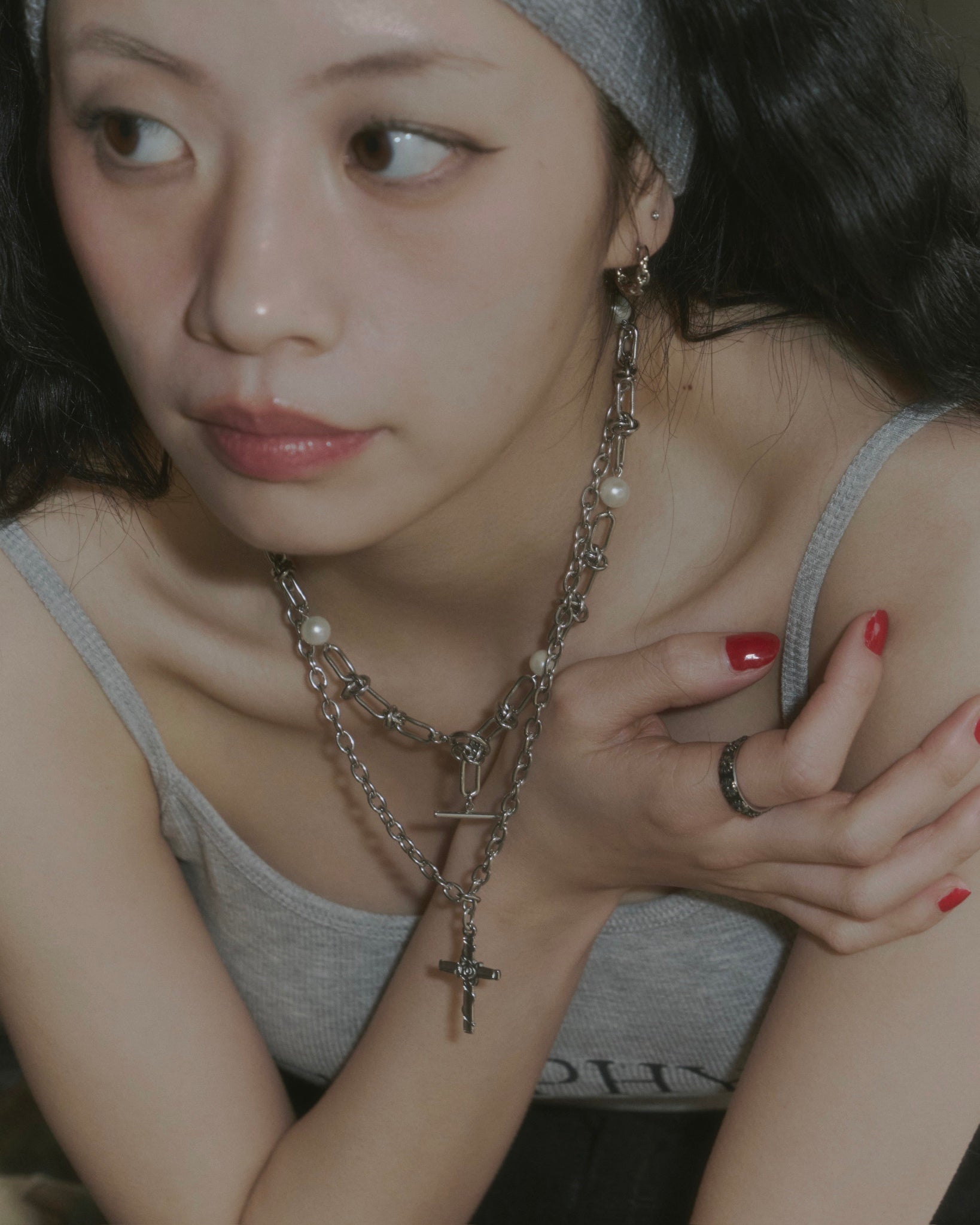 パールクロス2連ネックレス